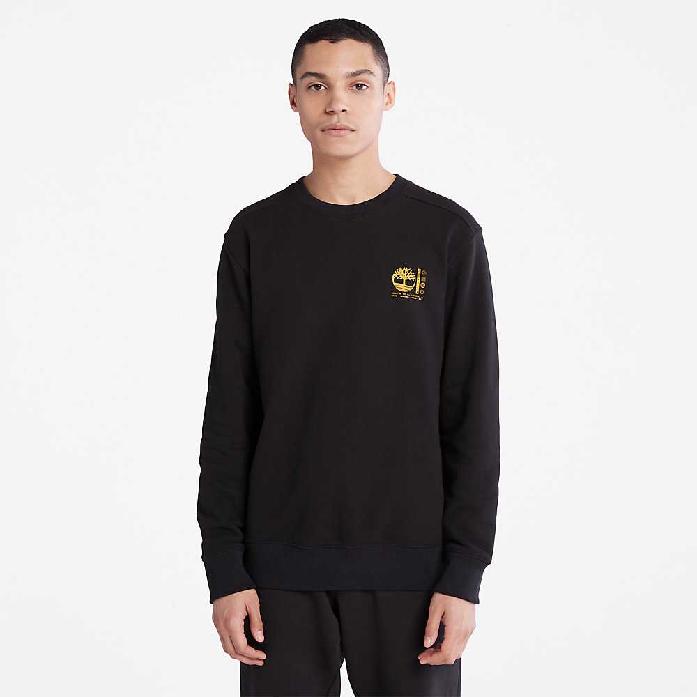 Men's Timberland Photographic Sweatshirt Black | UAE-1962870