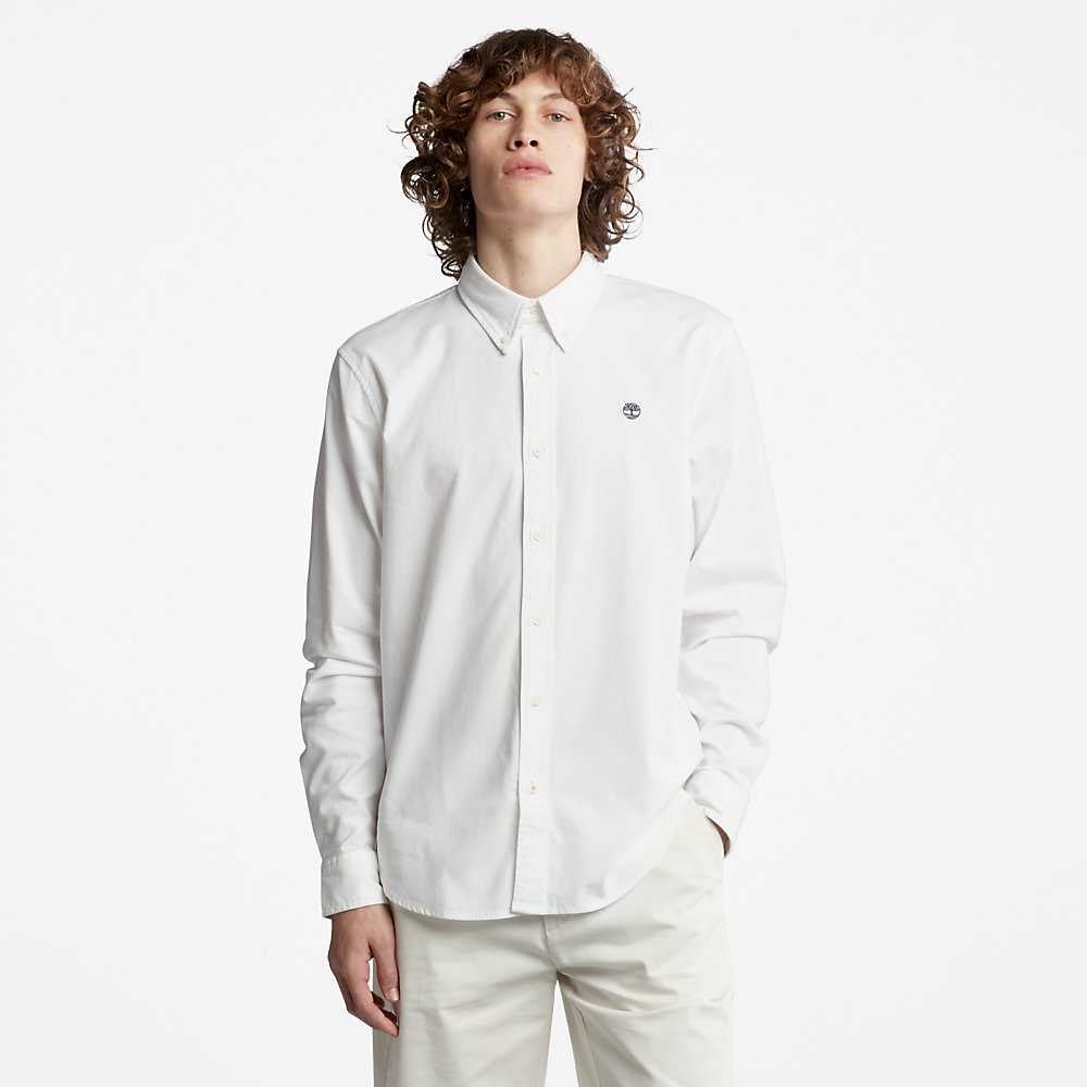 Men's Timberland Pleasant River Shirts White | UAE-2715840