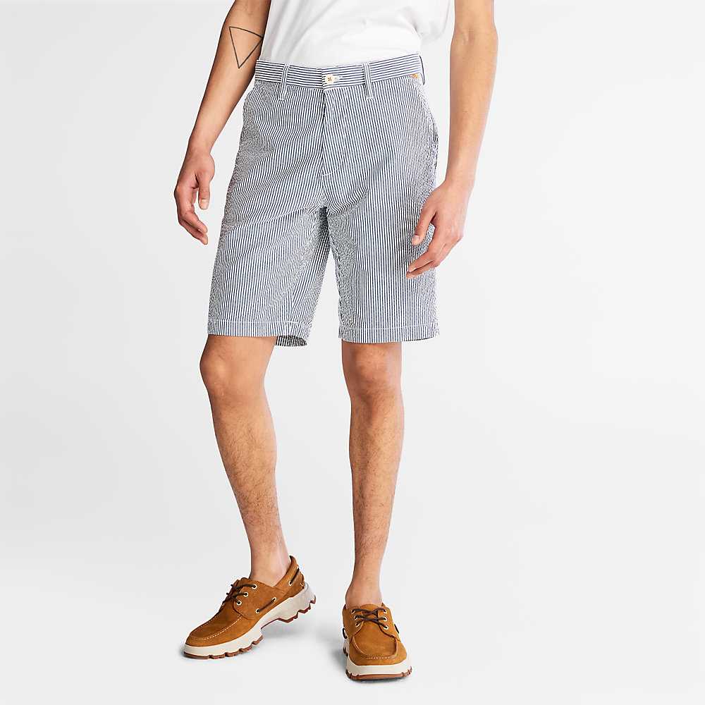 Men's Timberland Seersucker Shorts Blue | UAE-9543681