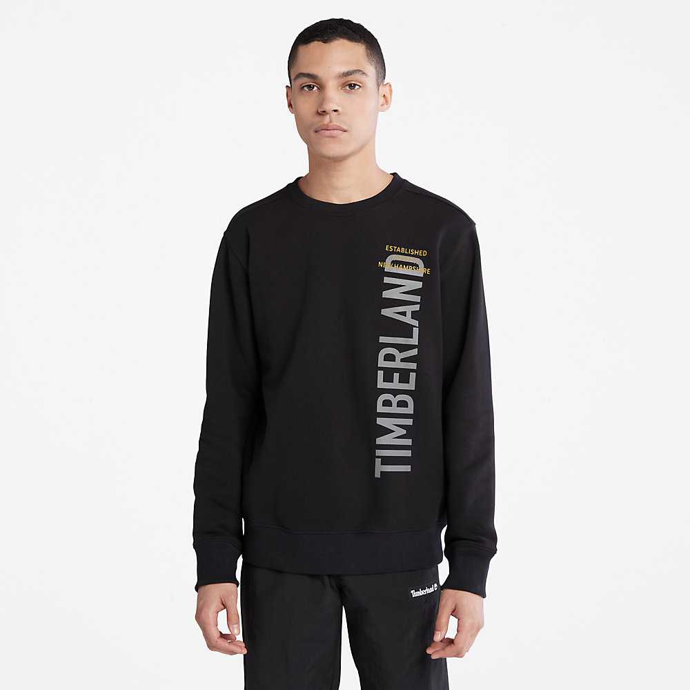 Men's Timberland Side-logo Sweatshirt Black | UAE-7821605