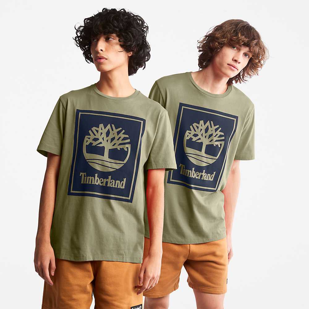 Men's Timberland Tree Logo T Shirts Grey | UAE-0623194