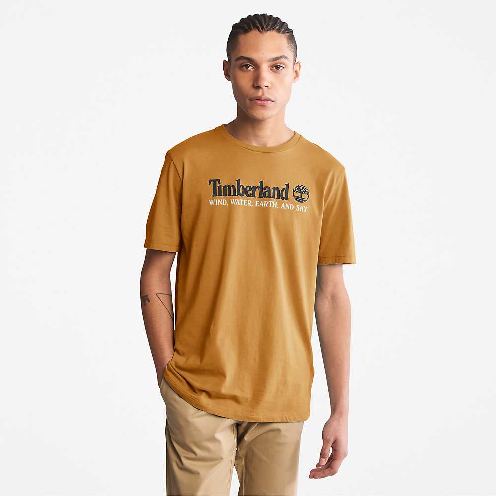 Men's Timberland Wind Water Earth And Sky T Shirts Brown | UAE-9512473