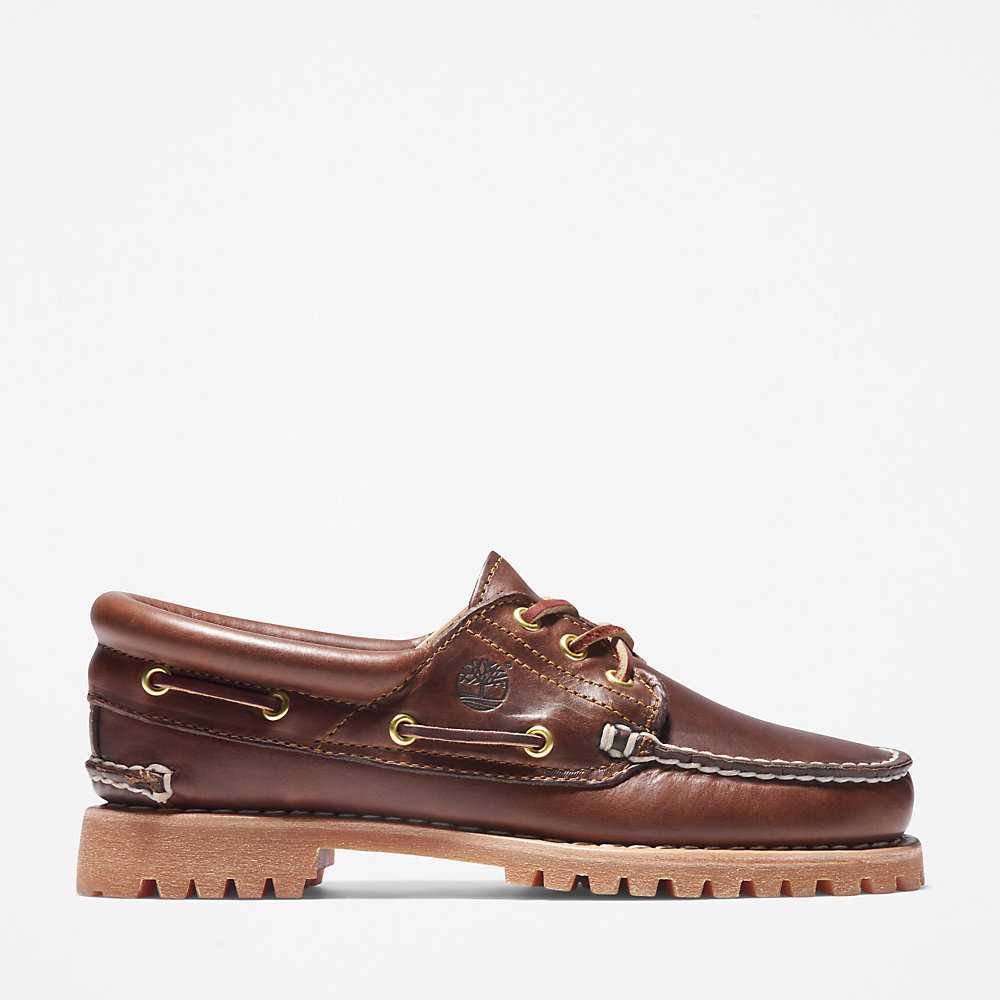 Women's Timberland 3-Eye Lug Boat Shoes Brown | UAE-0362574