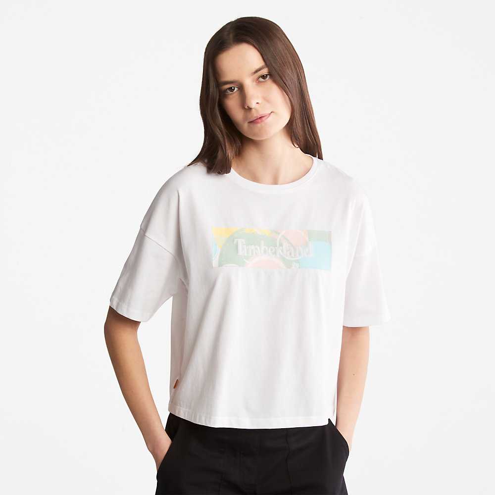 Women's Timberland Pastel T Shirts White | UAE-9684235