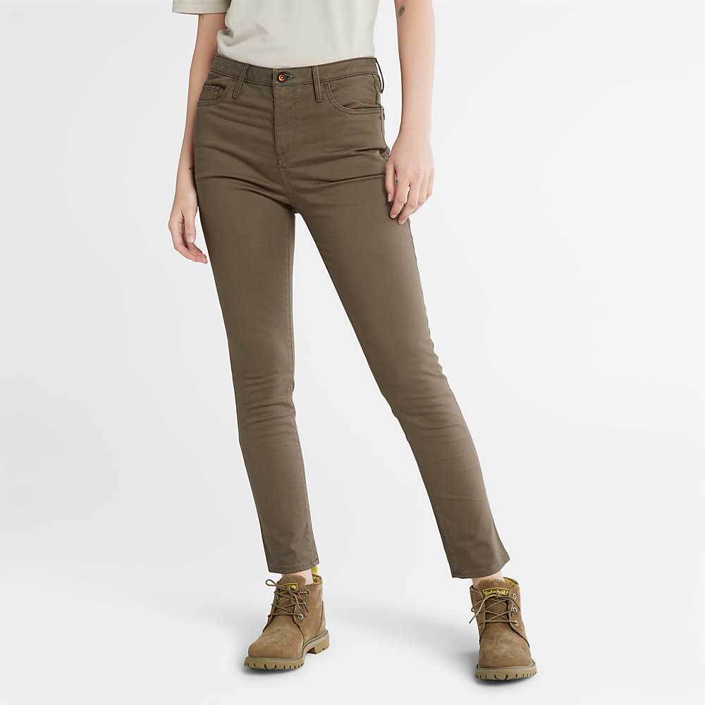 Women's Timberland Stretch Chinos Green | UAE-4091382