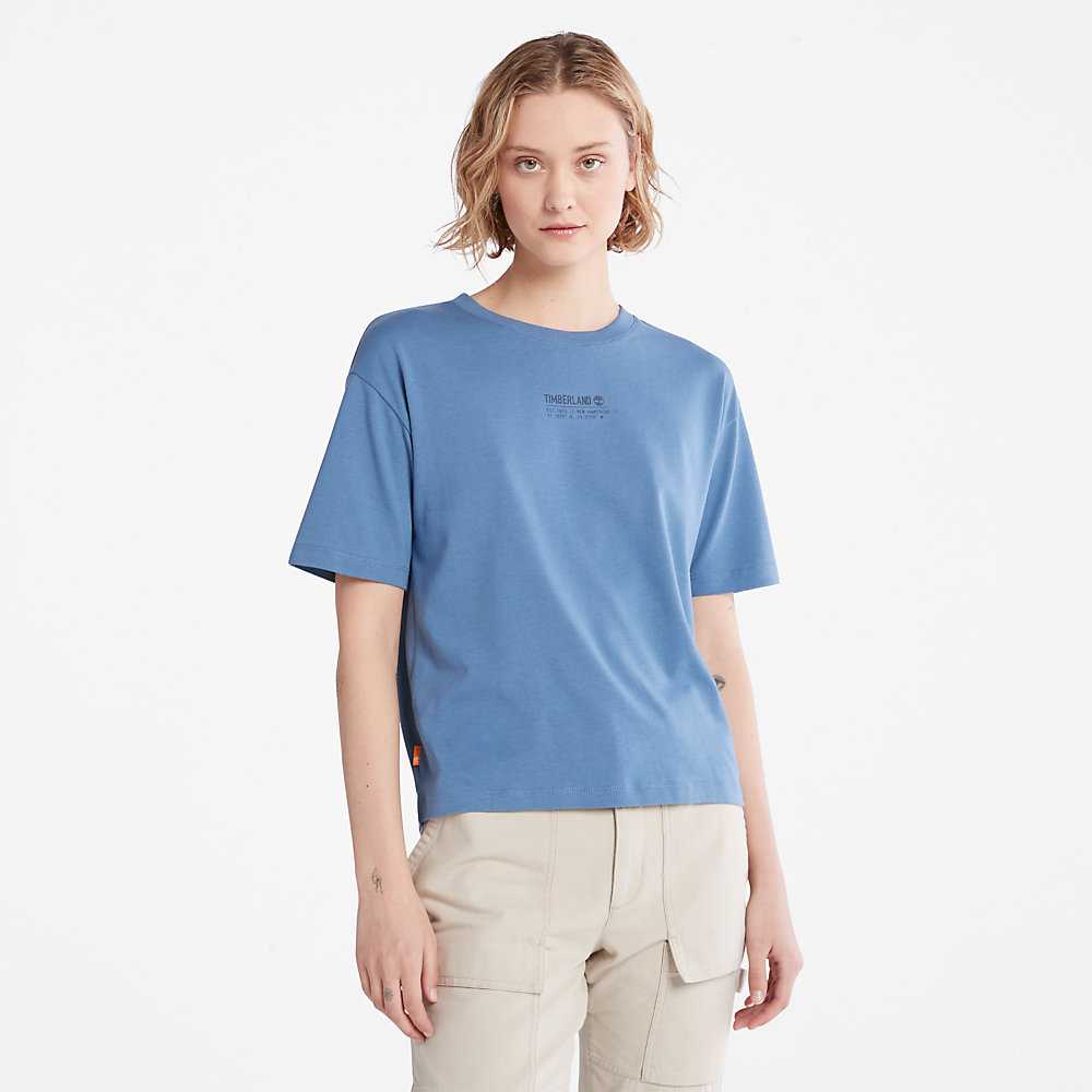 Women's Timberland Tencel™ x Refibra™ T Shirts Blue | UAE-7926310