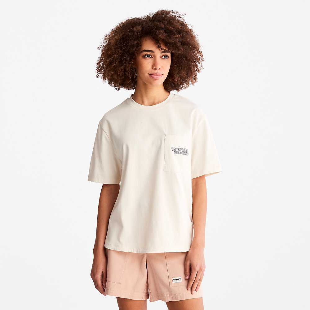 Women's Timberland TimberCHILL™ T Shirts White | UAE-5462831